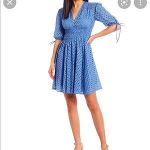 Just Taylor cotton smocked waist eyelet dress size 8